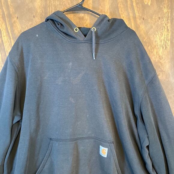 Carhartt Mens Sweatshirt Black Original Fit Hooded Long Sleeve XLarge - Picture 2 of 15